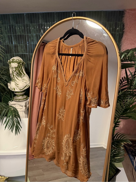 Free People Dresses & Skirts - Free People Rust Brown Embroidered Mini Dress